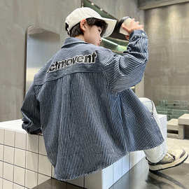 男童秋季衬衫外套春秋款2026新款中大儿童春装炸街痞帅男孩上衣服