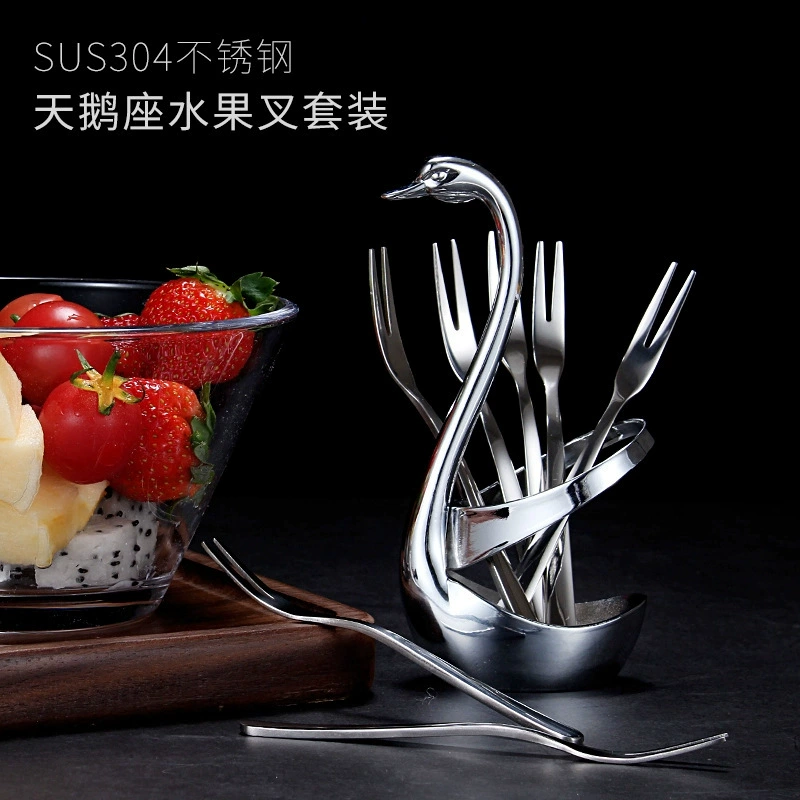 Набор вилок для фруктов в виде лебедя в стиле лайт-люкс, креативный набор для фруктов в виде лебедя, высококачественный набор для фруктов, модный аксессуар для дома.