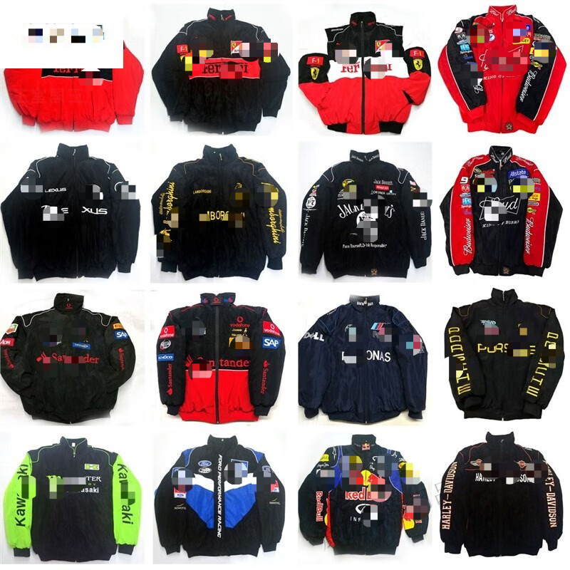 American Racing Suit F1 Cotton-padded Coat American Jacket Men's Baseball Suit Women's Motorcycle Riding Suit Coat Windproof Cotton Embroidered