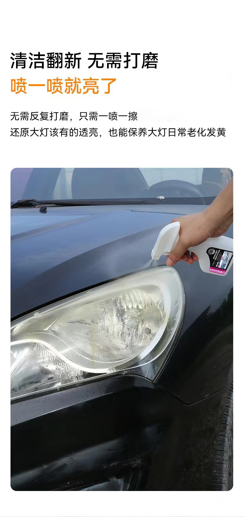 Headlight Refurbishment Kit 180ml Car Headlight Cleaning and Restoration Vehicle Lampshade Cleaning Agent Set