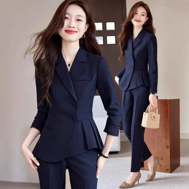 Suit suit Women's High-end Sense Slim Temperament Lotus Leaf Swing Business Wear High-end Jewelry Store Front Desk Autumn and Winter Work Clothes
