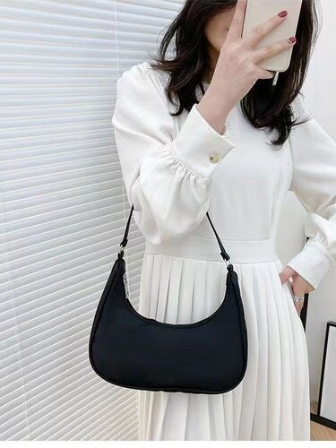 Korean style nylon underarm bag for women 2024 new fashionable dumpling bag, high-quality solid color shoulder bag, light small satchel