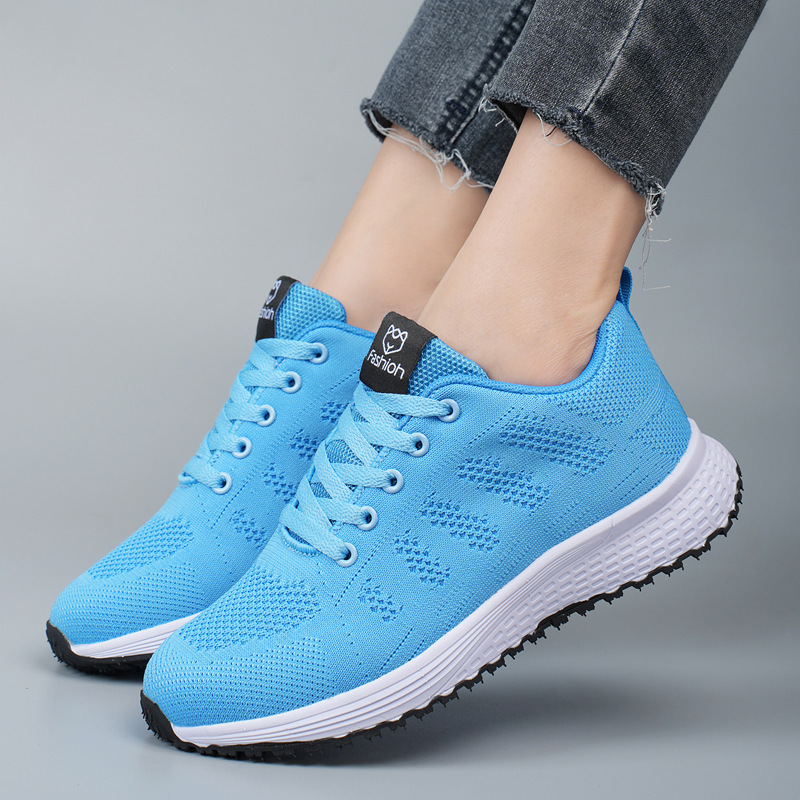 2026 Cross-Border Foreign Trade Wholesale Large Size Spring and Autumn Sneakers for Women, Fly-Knit Mesh Women's Shoes, Flat-Soled Student Running Shoes for Women
