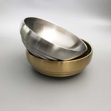 韩式冷面碗不锈钢拌饭碗金色泡面碗螺丝粉炸酱面碗双层防烫大汤碗