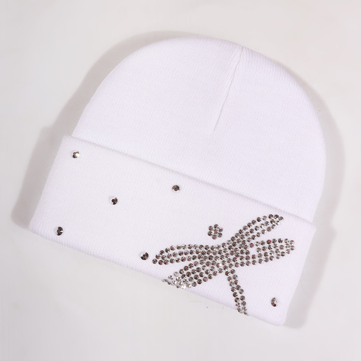Chapéu unissex Dragonfly quente chapéu de malha com strass chapéu de malha festa outono e inverno_voghion.com