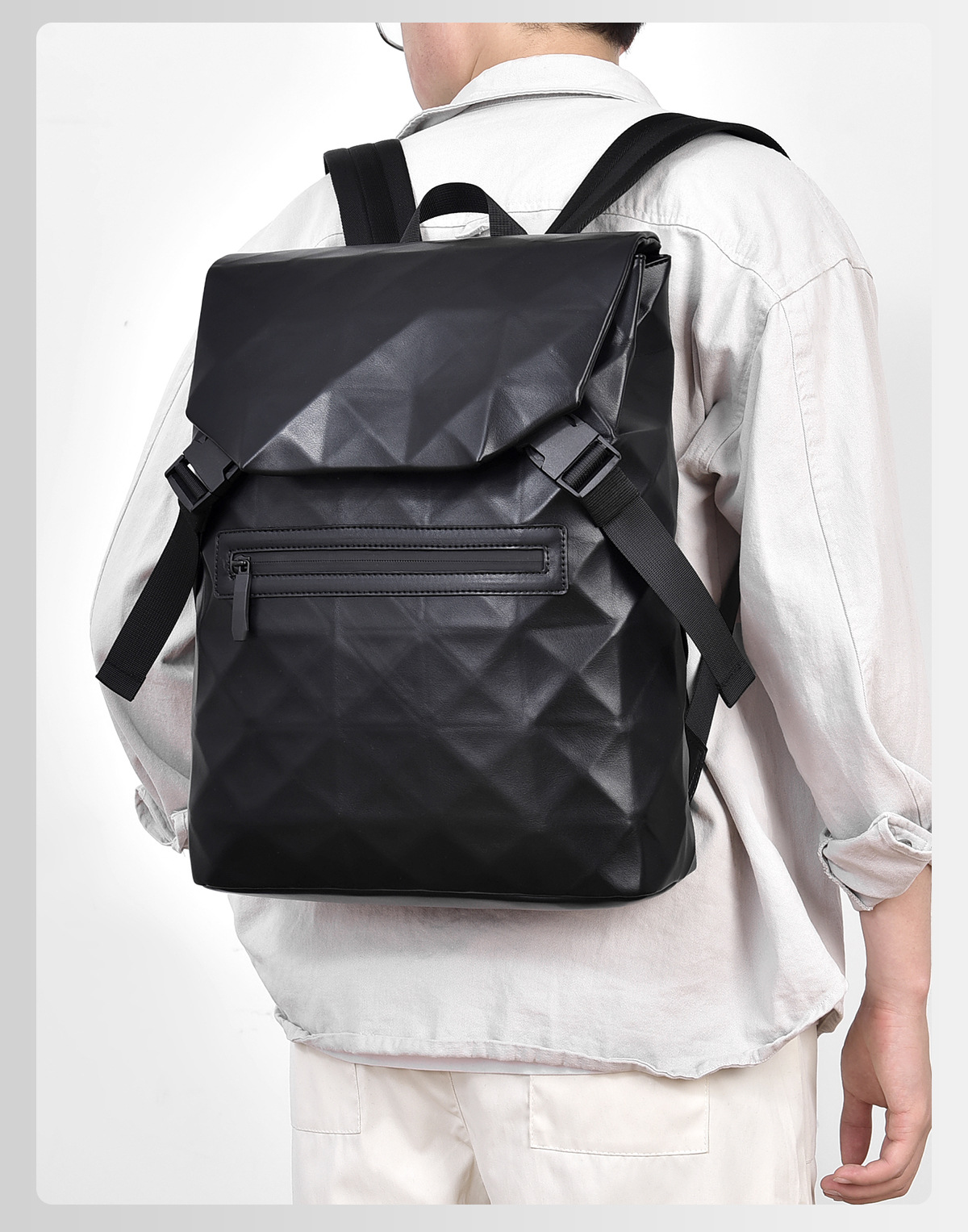 New diamond-shaped men's casual backpack, business commuting, large-capacity travel, fashionable computer bag, student schoolbag undefined