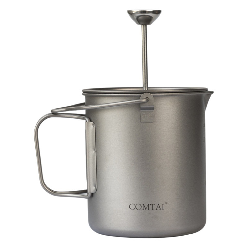 Kangti titanio puro presión tetera mano cafetera taza de filtro de café francés olla de presión hogar francés filtro olla
