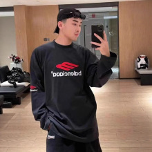 巴黎正确版男士t恤M豆刺绣上衣 打底衫纯棉宽松BL家长袖T恤男女款