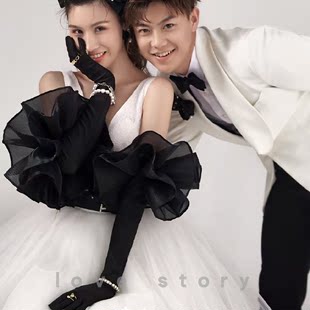 Wholesale bridal wedding dress long gloves black evening dress gloves photo studio photo styling banquet gloves goth style