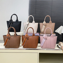 跨境新款手提水桶包包女外贸潮时尚流荔枝纹高级感品质单肩斜挎包