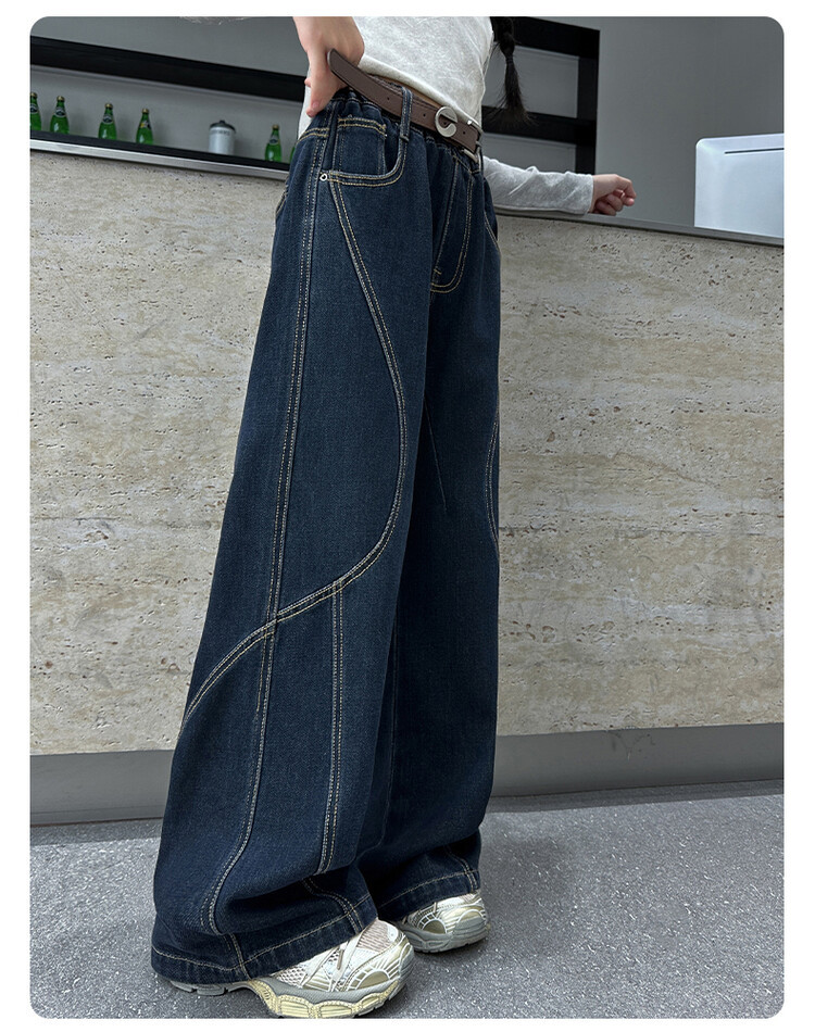 24165 Jeans White Gray Top Rabbit Fur Spring And Autumn New Children's Miscellaneous European And American Jeans_voghion.com