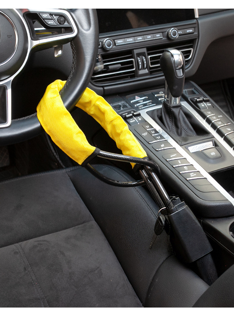 Car Steering Wheel Lock, Thickened Steel Cable Handlebar Lock, Car Seat Belt Buckle Lock, Universal Anti-Theft Lock, Car Lock