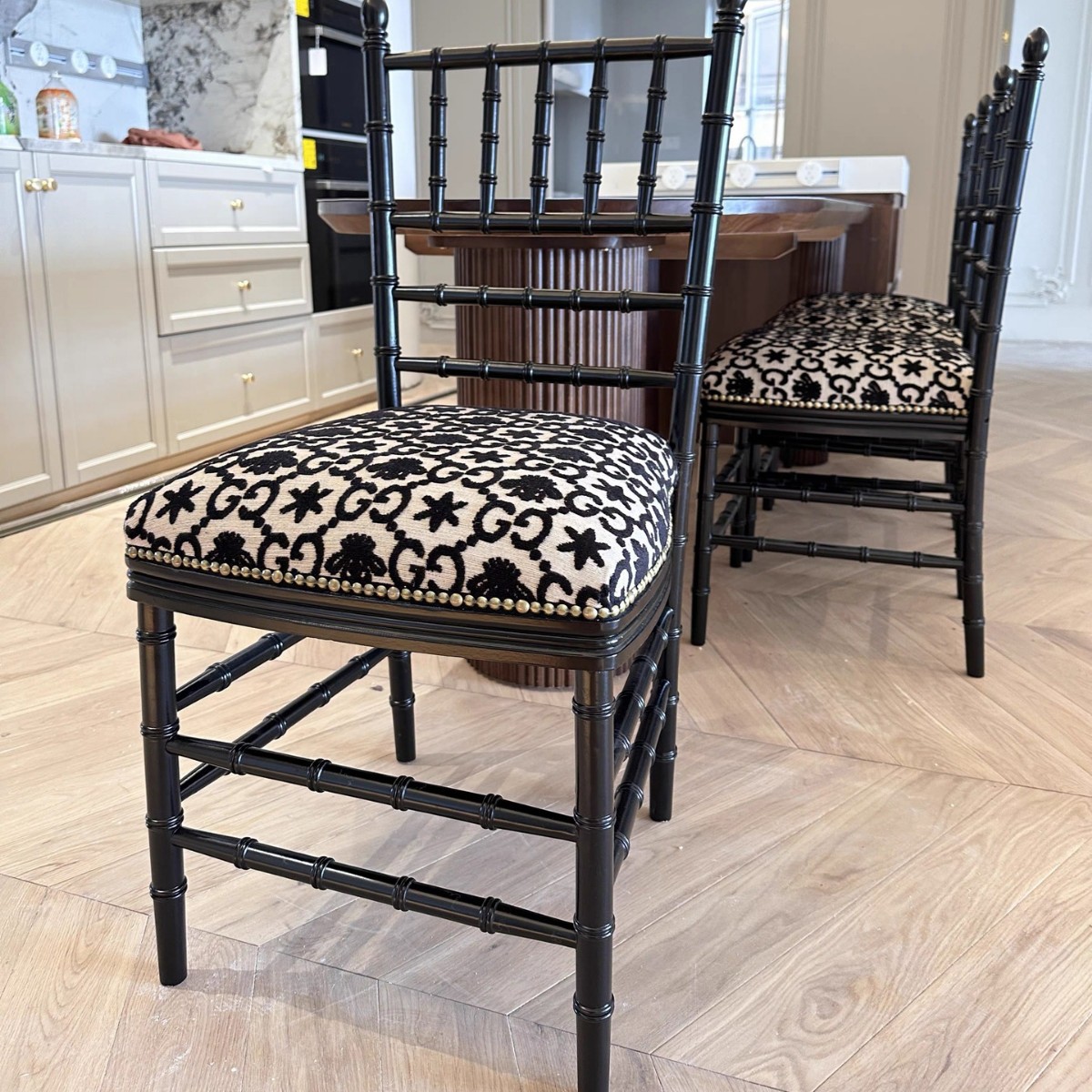 French-Style Light Luxury High-End Dining Chair, Pink Home Bedroom Vanity Chair, Clothing Store High-End Restaurant Bamboo Chair