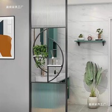 轻奢屏风隔断客厅钢化玻璃入户玄关装饰洗漱台不锈钢铁艺跨境批发