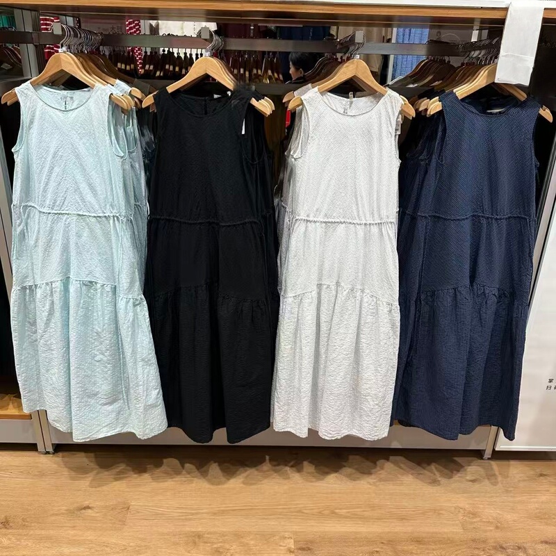 Women's Cotton and Linen Striped Layered Dress/Sleeveless Waist-Cinching Skirt 26 Spring/Summer New Style K482788/484787 Women's Cotton and Linen Striped Layered Dress/Sleeveless Waist-Cinching Skirt 26 Spring/Summer New Style K482788/484787