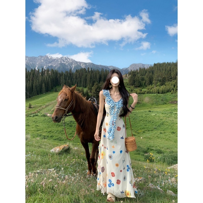 一颗甜桃yikett《杜乐丝花园》印花连身裙女夏日绝美多巴胺小裙子|undefined