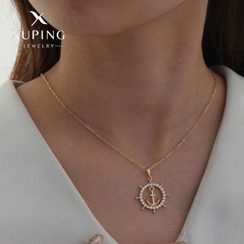 Xuping Geometry circular Fashion Ship talio Boat Anchor collar colgante europeo y americano personalidad transfronteriza Cold Wind collar mayorista femenino