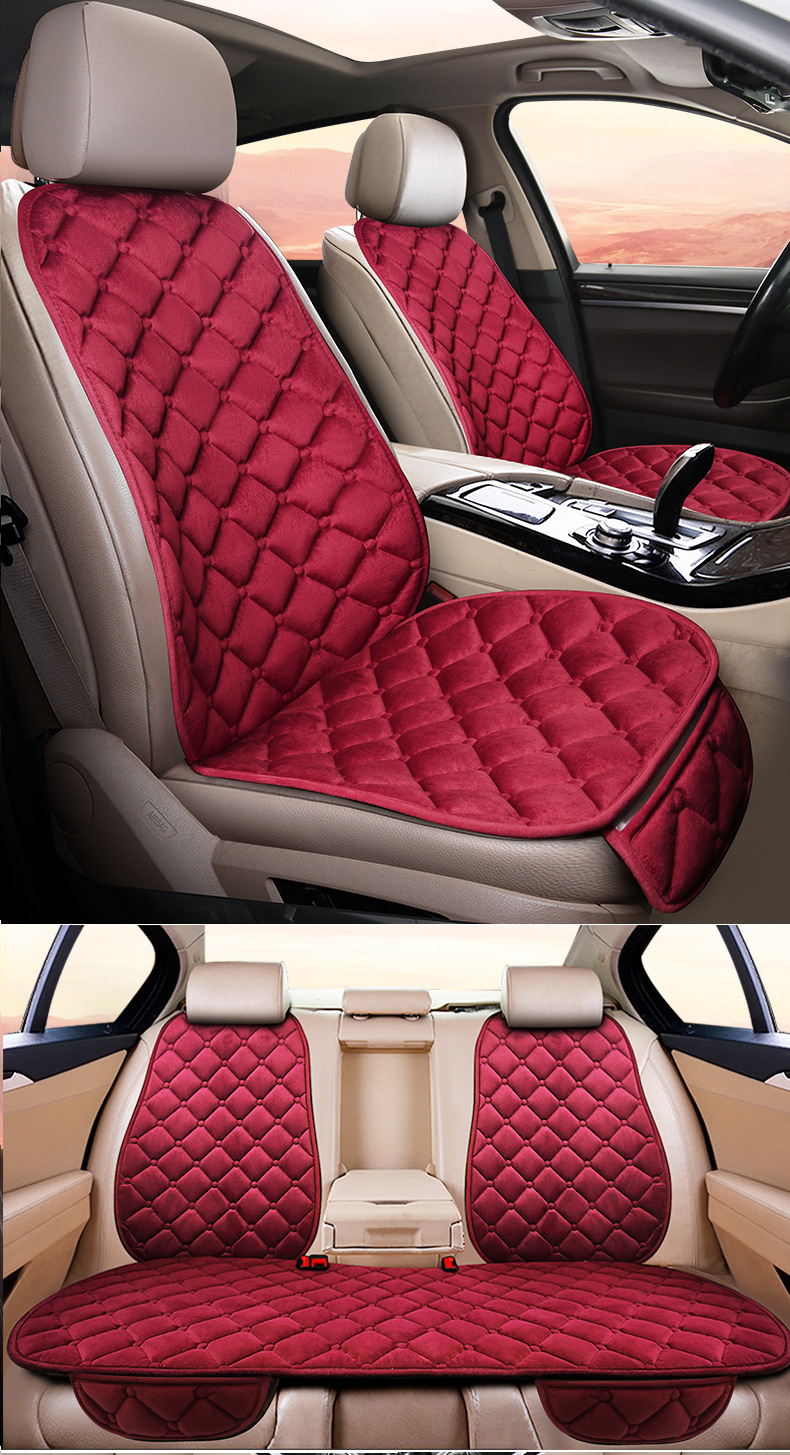 Car cushion winter plush single piece short wool seat cushion three-piece car thickened warm rear wool cushion chair cushion