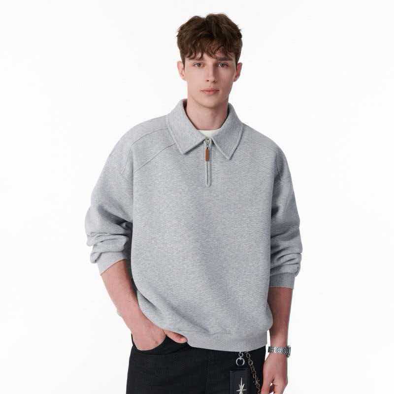 Cross-border European size American retro half-zip collar sweatshirt for men, autumn trendy college style couple's sports trendy top Cross-border European size American retro half-zip collar sweatshirt for men, autumn trendy college style couple's sports trendy top