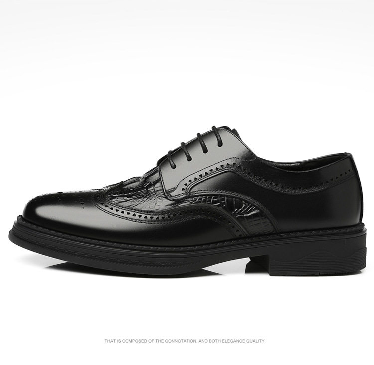 Giày da nam da bò thật kiểu Oxford Brogue Anh, đế thấp, dây buộc, dễ phối đồ công sở và đi tiệc cưới — Màu nâu, Màu đen, Màu đen lót nhung chi tiết 29