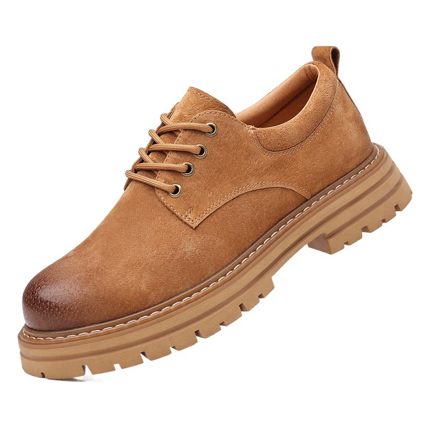 2024, мужские рабочие ботинки с низким вырезом и толстой подошвой, уличные ботинки из ревеса Bumblebee, повседневная мужская обувь в британском стиле