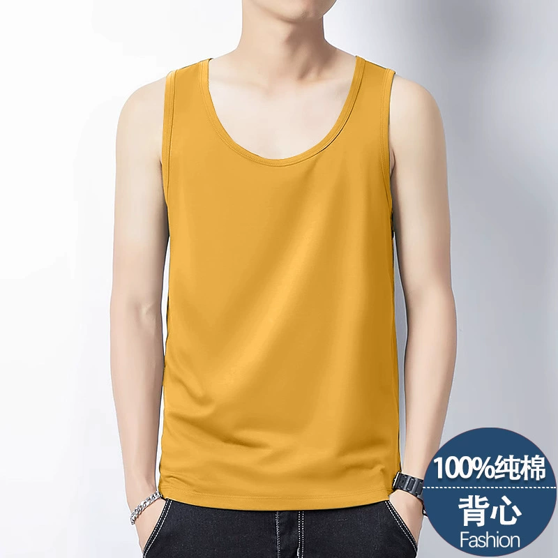 Повседневный мужской жилет с круглым вырезом, летняя тонкая модная универсальная футболка без рукавов из чистого хлопка, базовая майка, майка, жилет