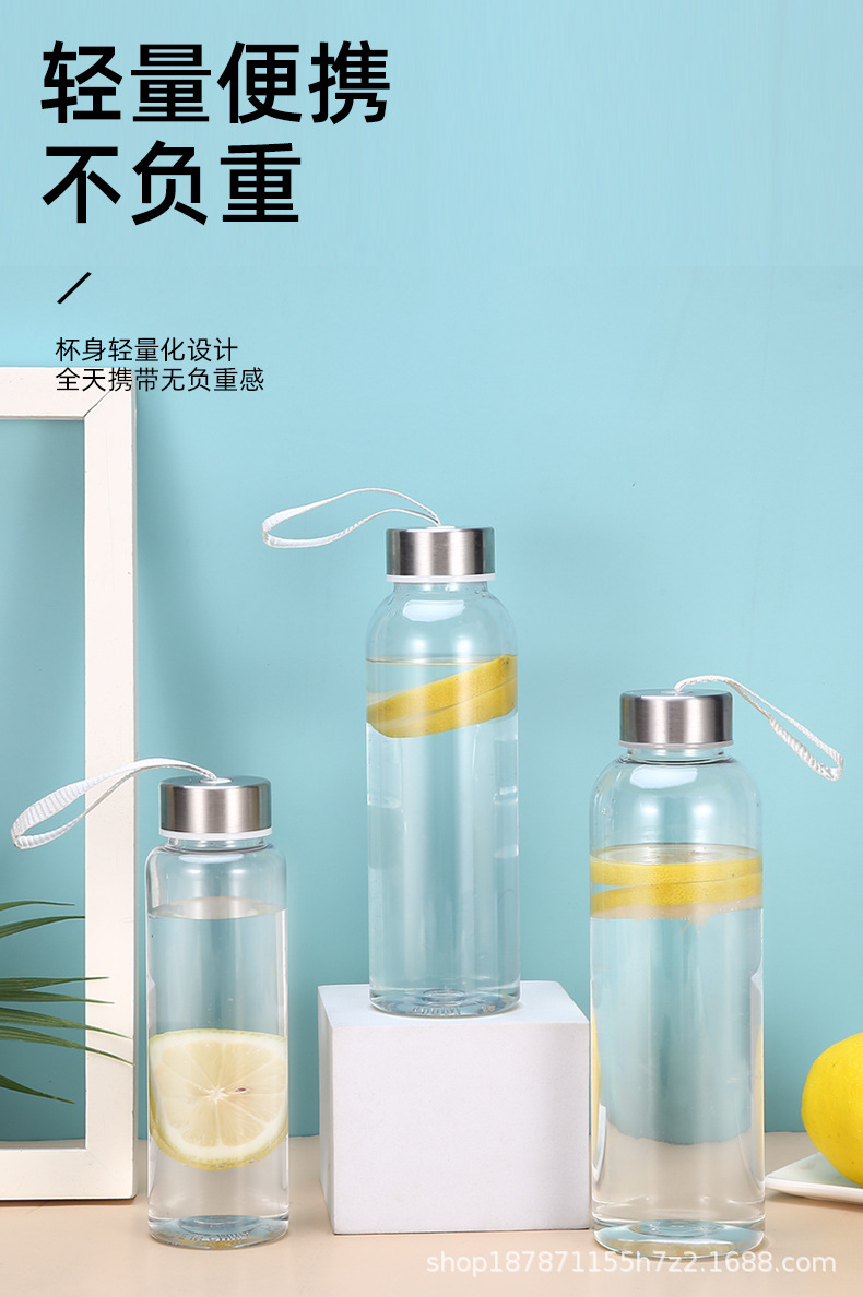 Kreative Wasserflasche aus Kunststoff mit Edelstahlverschluss, offener Sporttrinkbecher, tragbare Reisetasse, Studentenbecher, tragbare Weltraum-Tasse