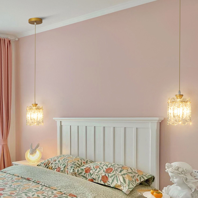 Lámpara colgante minimalista para mesita de noche, lámpara colgante pequeña, moderna y sencilla, lámpara de alambre colgante, nueva lámpara francesa de lujo para dormitorio, lámpara de mesita de noche 485L image 2