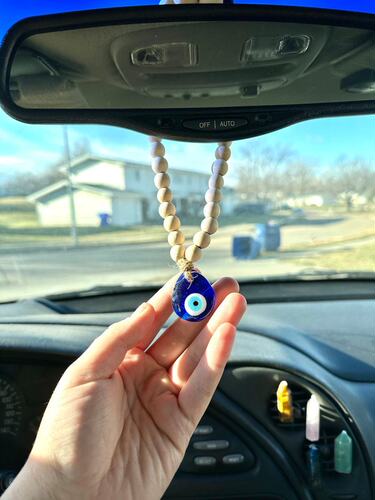 Simple Nordic style wooden beads blue eye pendant devil's eye car interior pendant special wall interior decoration