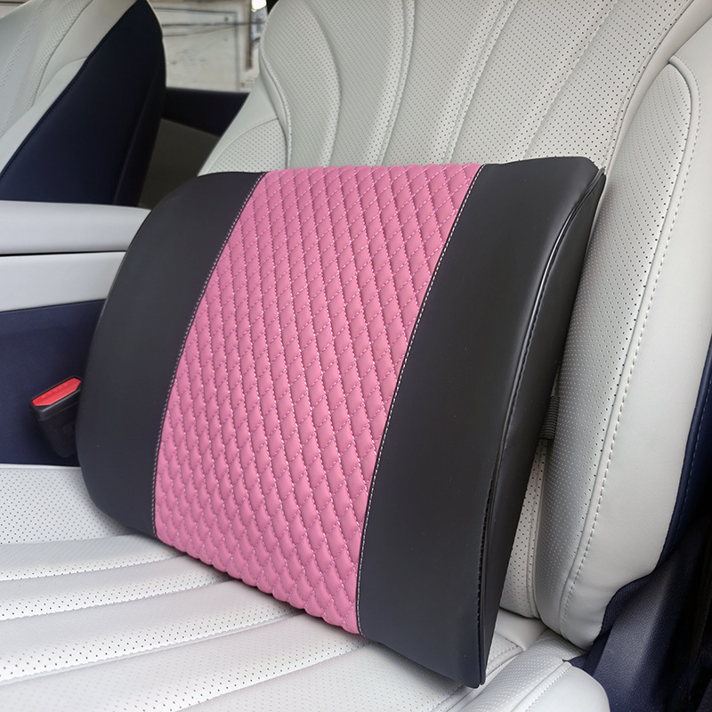 Car lumbar support cushion, designed to provide support for the lower back while driving, made with memory foam for comfortable, breathable support, reducing fatigue during long drives
