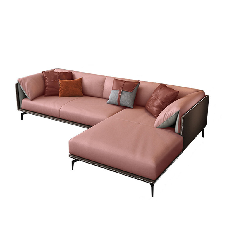Sofá de cuero italiano sala de estar estilo simple minimalista sofá chaise esquina moderno gran apartamento sofá muebles