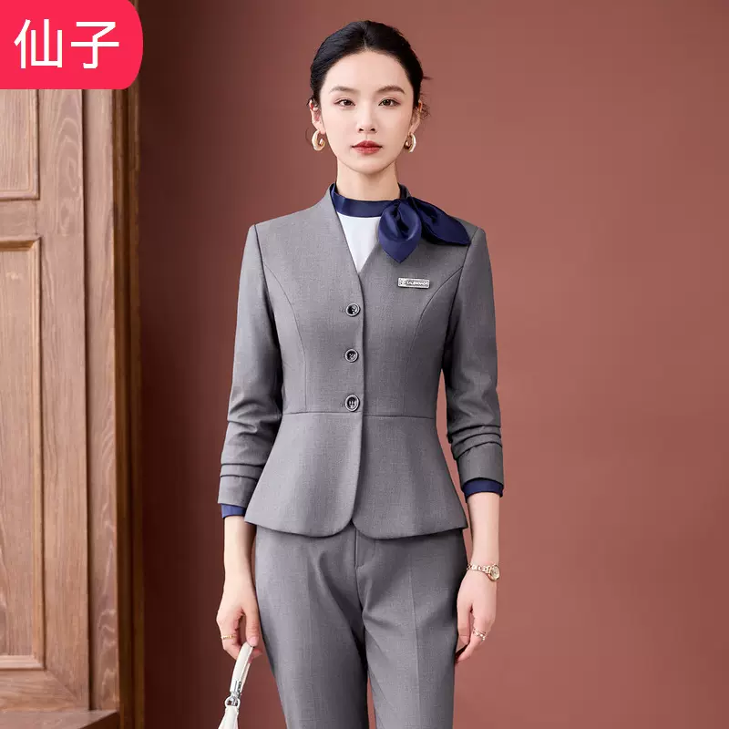 2025秋装新款西装套装女大学生公考面试正装酒店前台职业工作服