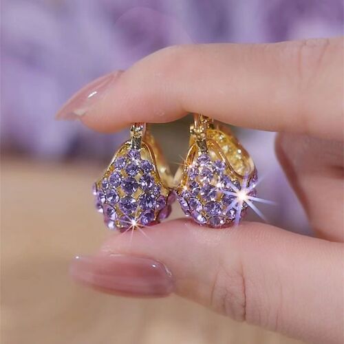 Violet temperament purple basket earrings women's anti-lost design white earrings  new fashion earrings