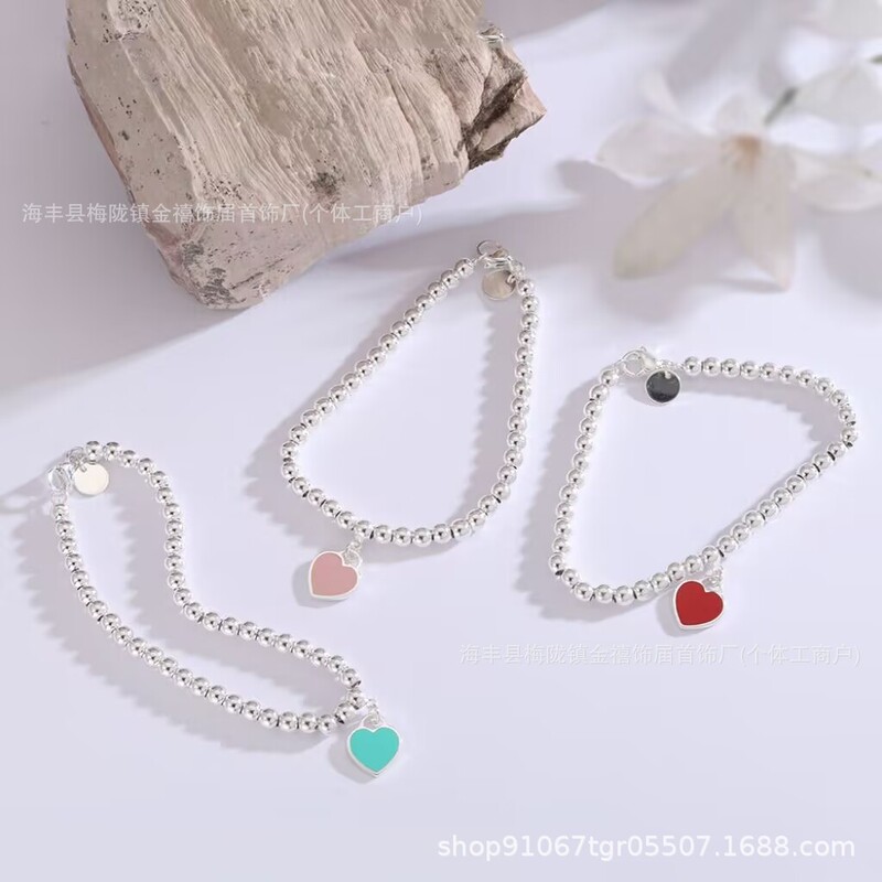 Cross-Border E-Commerce Popular Bracelet, Blue Celebrity Style, Fashionable 4mm Bead Chain Jewelry for Women, Valentine's Day Gift