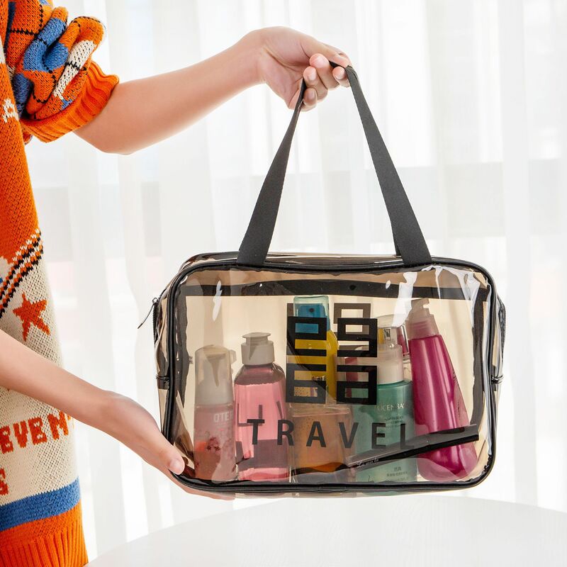 Cosmetic Bag Satchel Pvc Popular Large Capacity Satchel Transparent Waterproof Cosmetic Toiletry Bag Multifunctional Storage Bag
