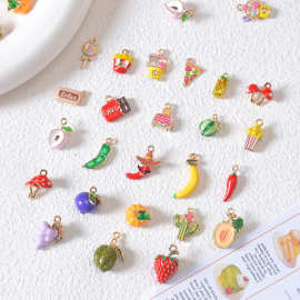 diy可爱合金手工滴油立体水果吊坠 手链项链耳饰饰品配件散珠材料