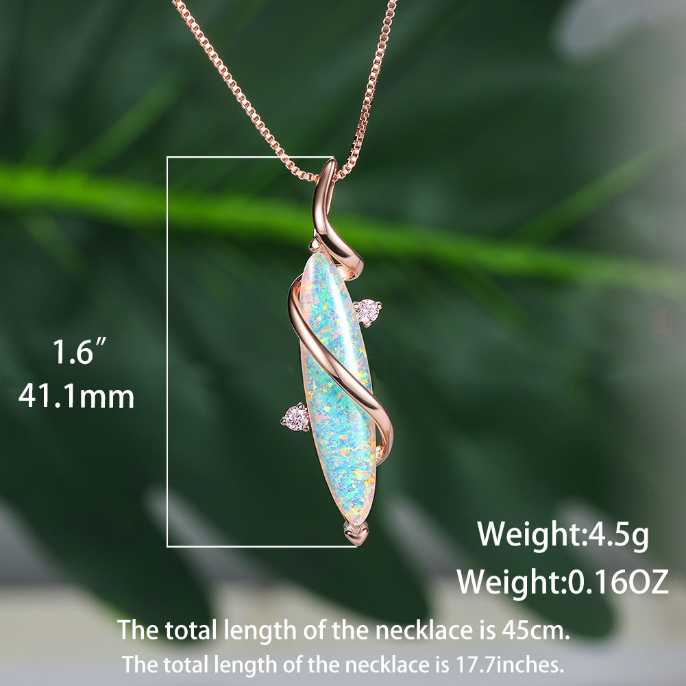 玫瑰金白澳宝马眼吊坠项链