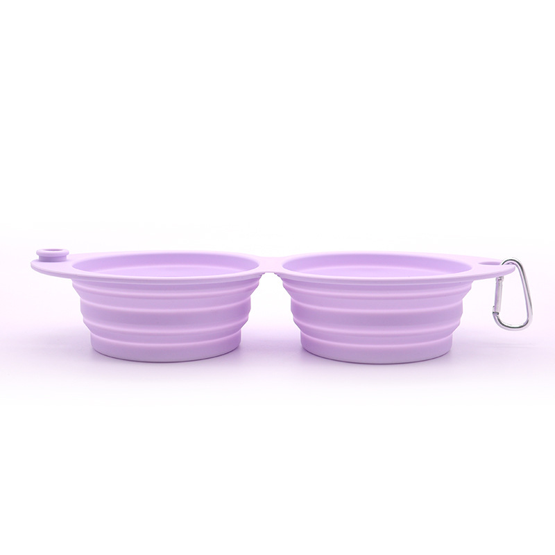 Fabricantes Macarons Tazón para perros Tazón doble Tazón de arroz para perros 2 Uso Tazón plegable para mascotas de silicona de grado alimenticio