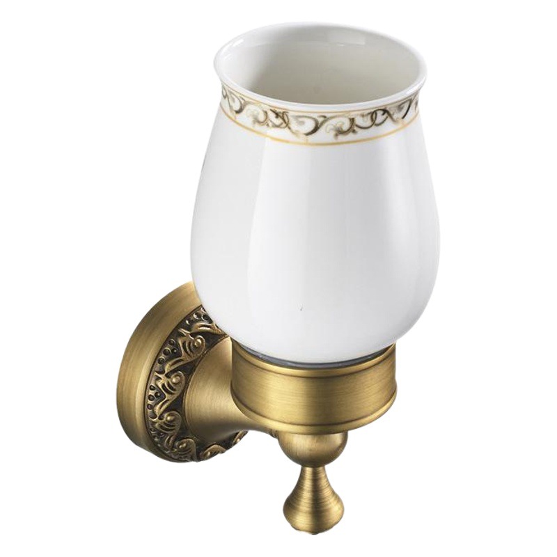 Retro Bathroom Pendant European-style Carved Base Single Cup Antique Mouthwash Cup Holder Toothbrush Cup Holder Single Toothbrush Holder
