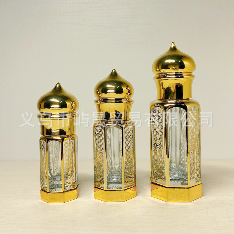 3/6/12ml de aceite esencial de vidrio de goteo botella de aleación tapa de alto grado perfume sub-botella galvanoplastia tallado Exportación de comercio exterior