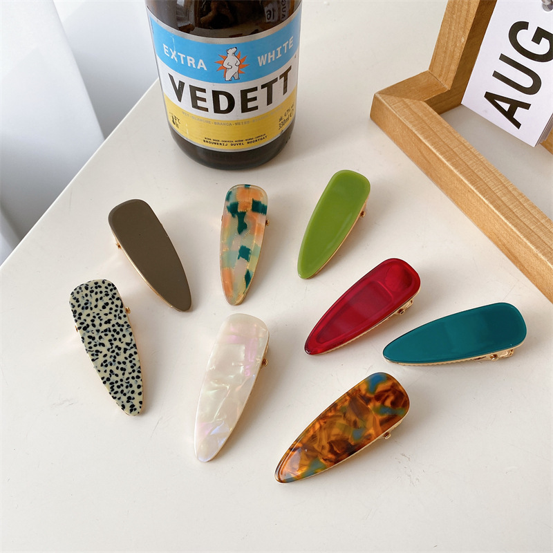 朵薇飾品日韓熱賣透明果凍色鴨嘴夾水滴鏤空側邊夾劉海夾髮飾批發