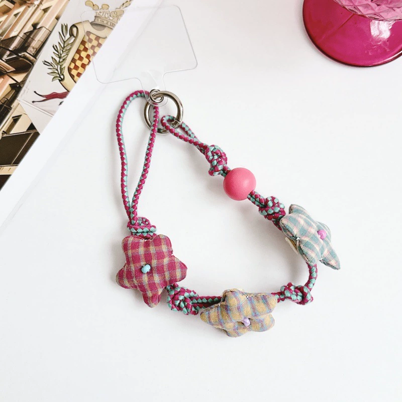 Retro wooden beads, mobile phone, protective strap, handheld pendant, handle