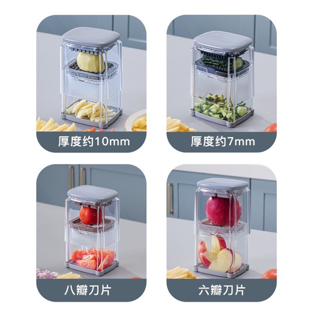 Cortador de verduras multifuncional, cortador de cortes de prensa doméstico, herramienta de preparación de verduras de cocina ABS de grado alimenticio