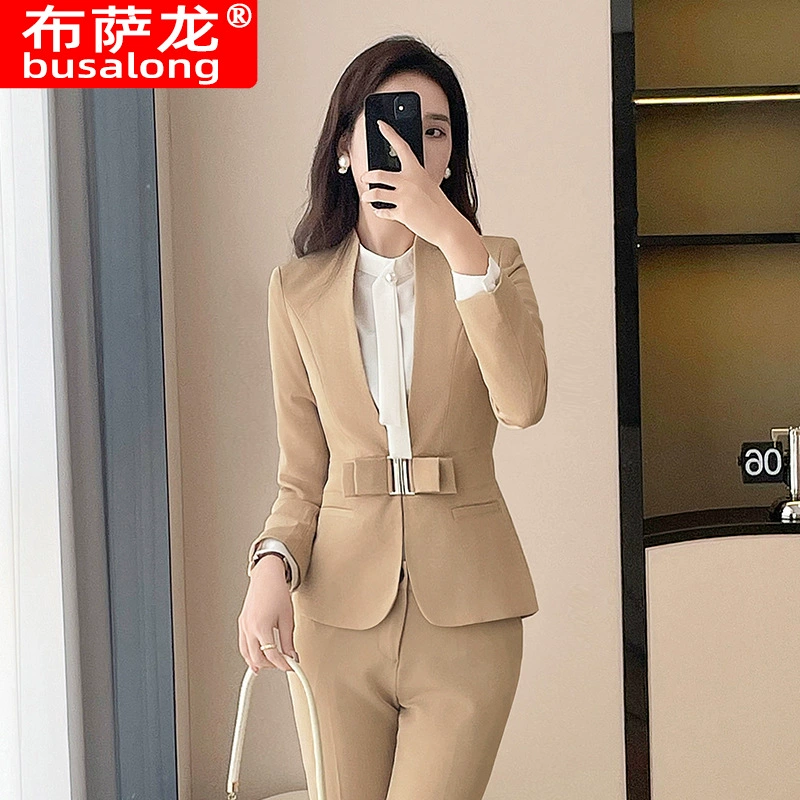 2024 новый стиль busalong busalong женский с длинными рукавами профессиональный костюм брюки подлинный костюм рабочая одежда женский 1806