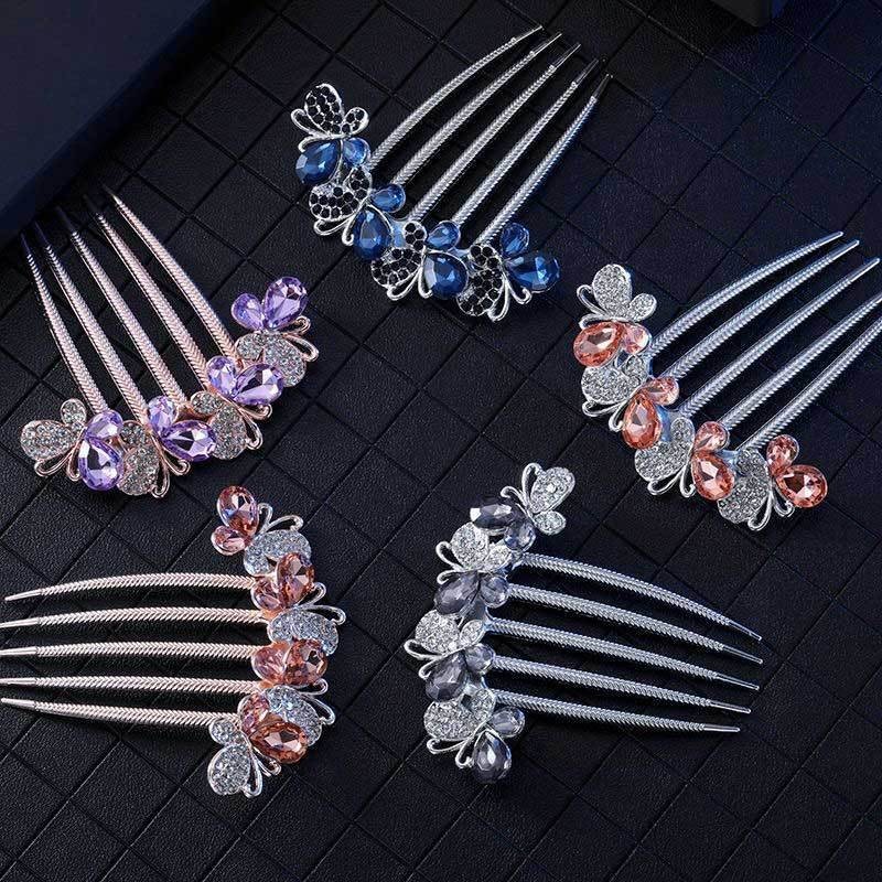 新しいハイエンド合金ダイヤモンドがちりばめられた5本歯のヘアアクセサリー、ポニーテール、後頭部に多用途のヘアピン、ヘアピン、ヘアピン|undefined