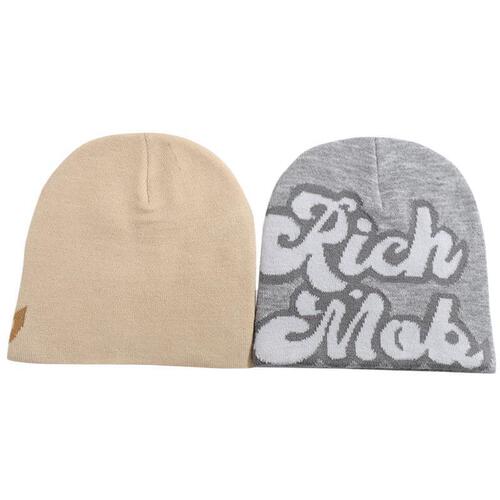 Stylish Letter Embroidered Knit Hat Trend Hip-Hop Hat Men's Warm Woolen Head Cover