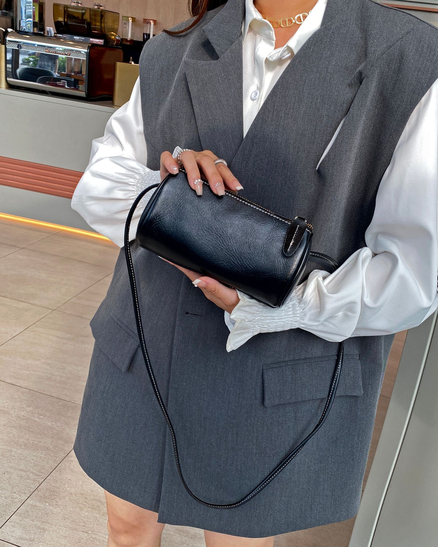 Modna i uniwersalna damska torebka typu crossbody, wykonana z garbowanej roślinnie skóry bydlęcej, nowa, modna, letnia, swobodna, na ramię, z wierzchnią warstwą_voghion.com