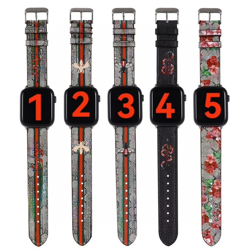 Suitable for Apple Applewatch49 Watch Strap Trendy Brand Bee Red Snake Apple 44 Watch Strap 42 Red Flower Big Brand