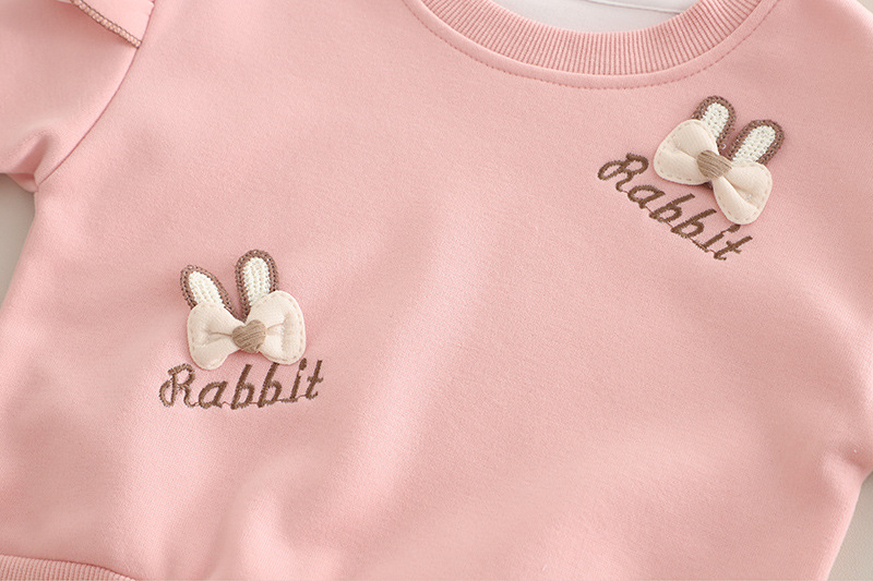 Baby flick set kanin rosett sweatshirt och byxor tvådelat_voghion.com