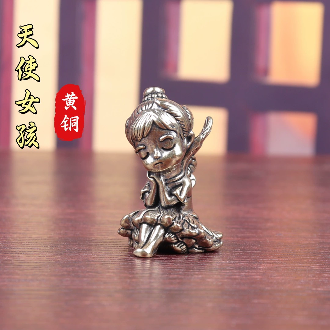 Креативный латунный ангел, девочка, маленький ангел, домашний стол для гостиной, чайный питомец, латунные резные поделки, декоративные украшения